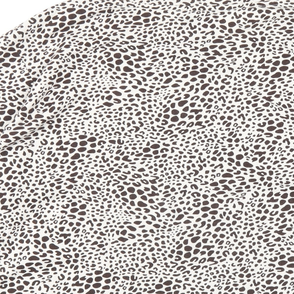 Lands' End Womens Brown Geometric Cotton Basic T-Shirt Size S Round Neck