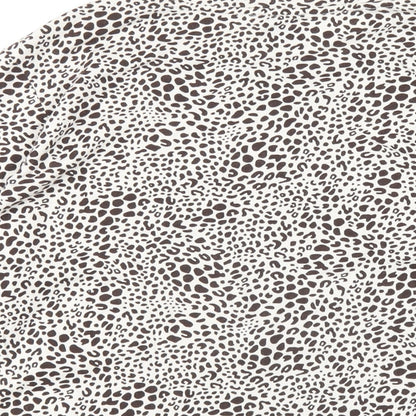 Lands' End Womens Brown Geometric Cotton Basic T-Shirt Size S Round Neck