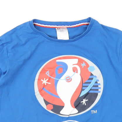 Euro 2016 Boys Blue Cotton Basic T-Shirt Size S Round Neck Pullover - Euro 2016 France