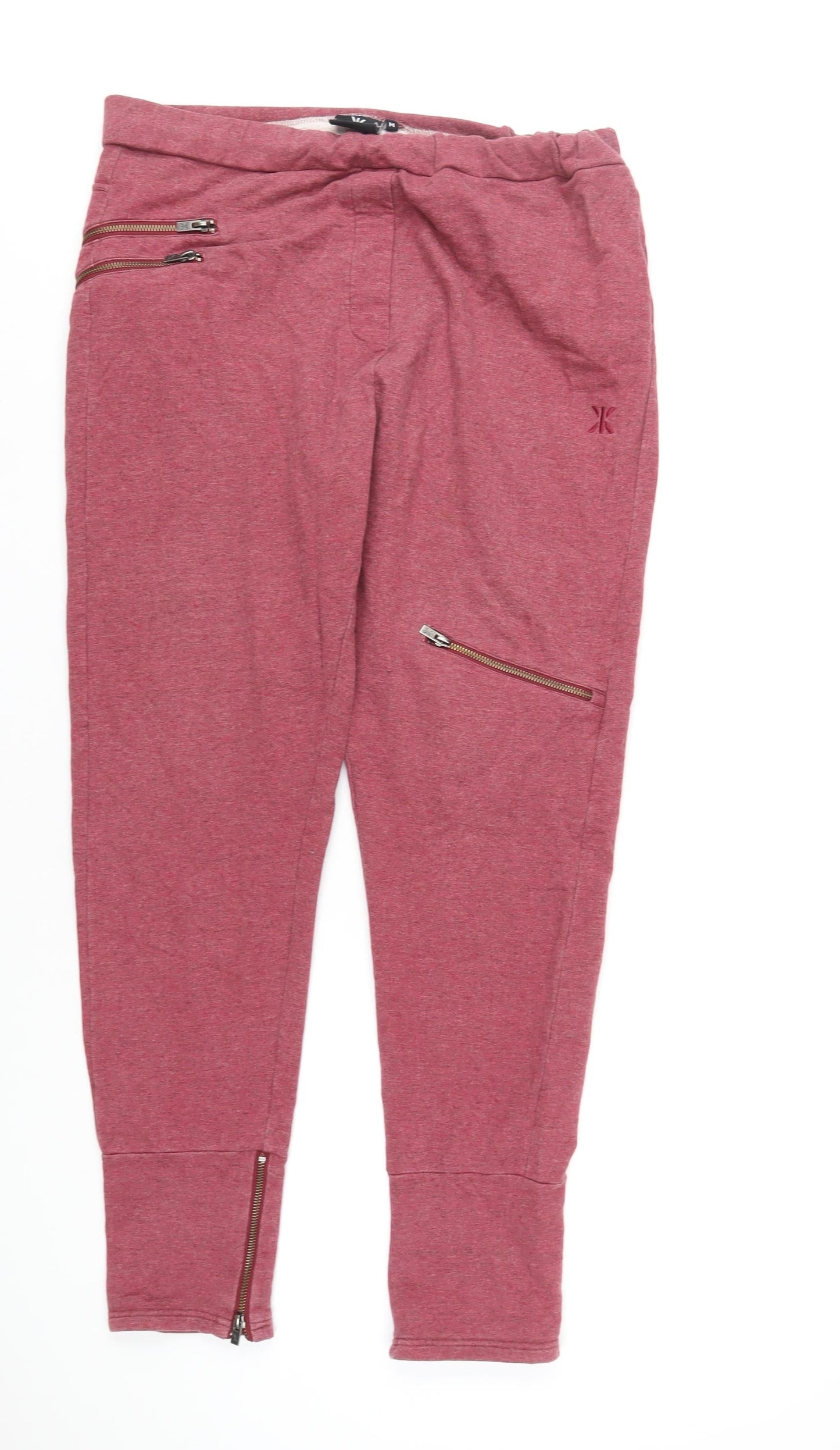 One Piece Womens Red Cotton Jogger Trousers Size M L32 in Regular