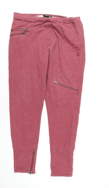 One Piece Womens Red Cotton Jogger Trousers Size M L32 in Regular