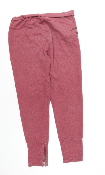 One Piece Womens Red Cotton Jogger Trousers Size M L32 in Regular