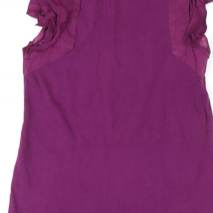 French Connection Womens Purple Cotton A-Line Size 6 Square Neck Pullover