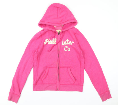 Hollister Womens Pink Cotton Full Zip Hoodie Size L Zip