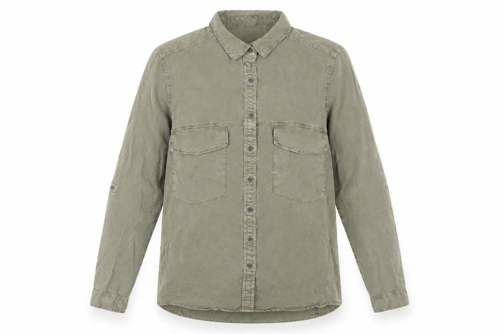 Womens UK Size L Stradivarius Green Basic Button-Up