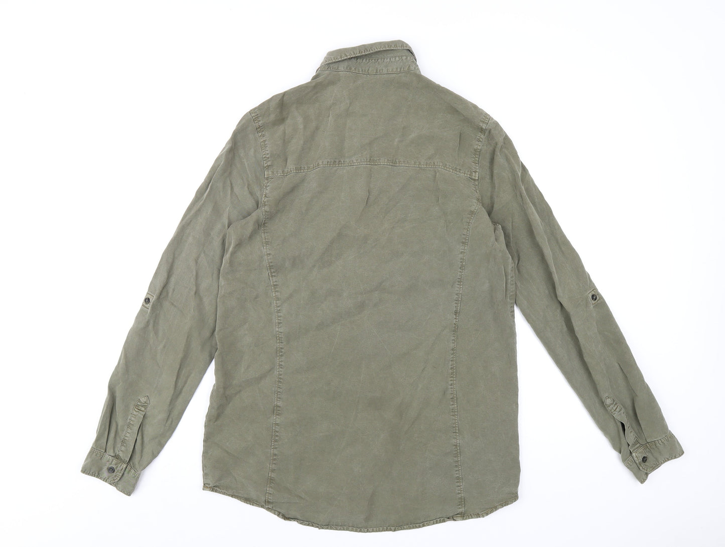Womens UK Size L Stradivarius Green Basic Button-Up