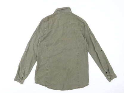 Womens UK Size L Stradivarius Green Basic Button-Up