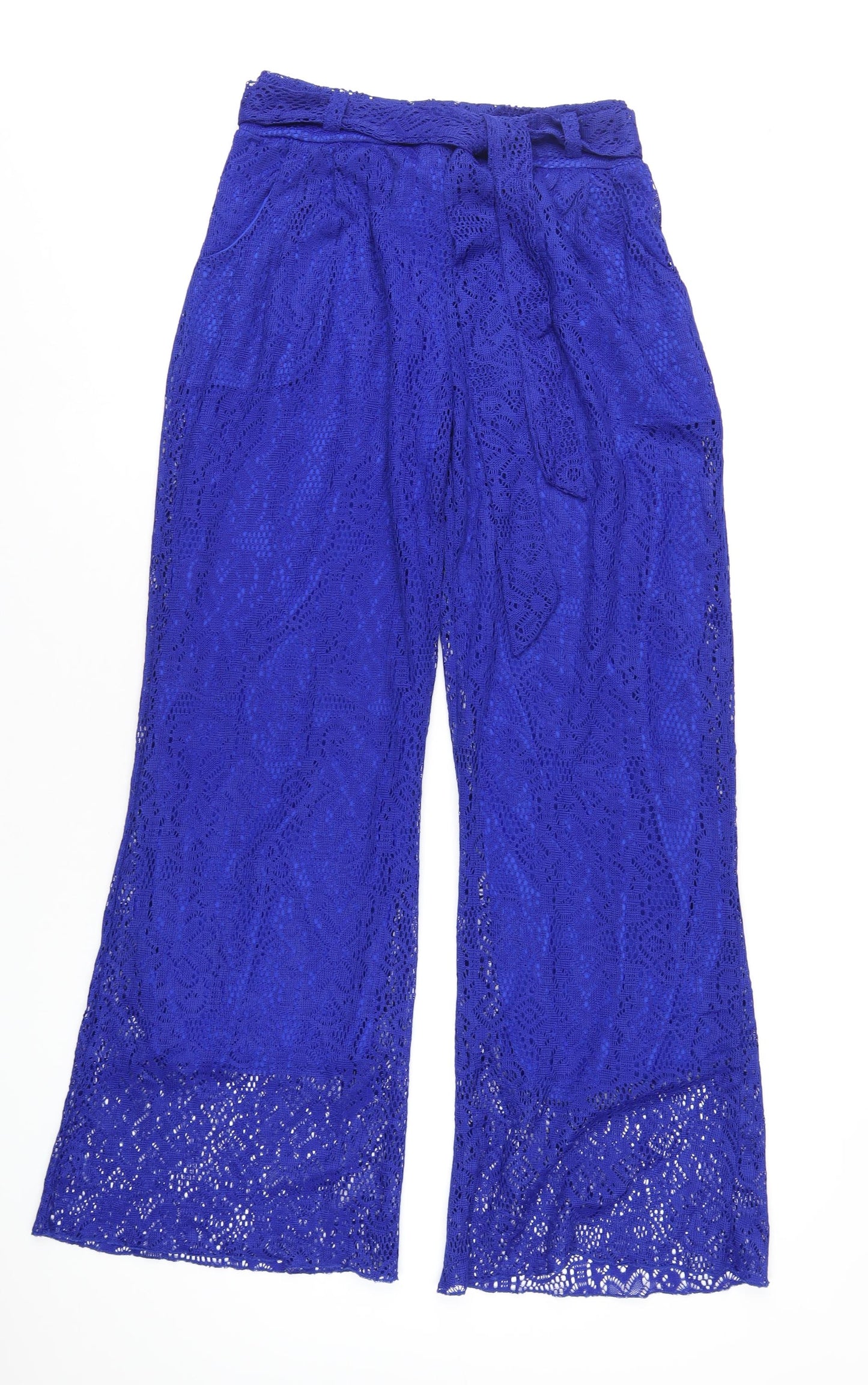 anna-kaci Womens Blue Polyester Trousers Size M L32 in Regular