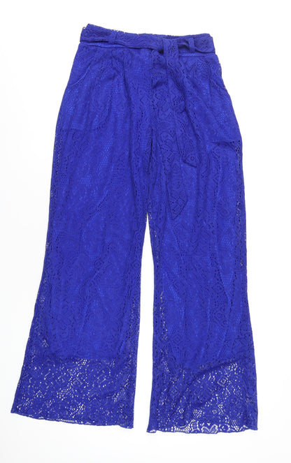 anna-kaci Womens Blue Polyester Trousers Size M L32 in Regular