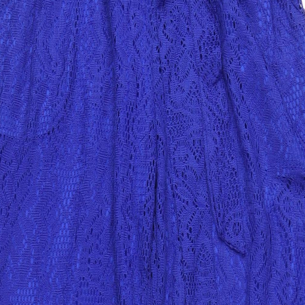 anna-kaci Womens Blue Polyester Trousers Size M L32 in Regular