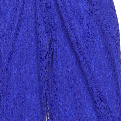 anna-kaci Womens Blue Polyester Trousers Size M L32 in Regular