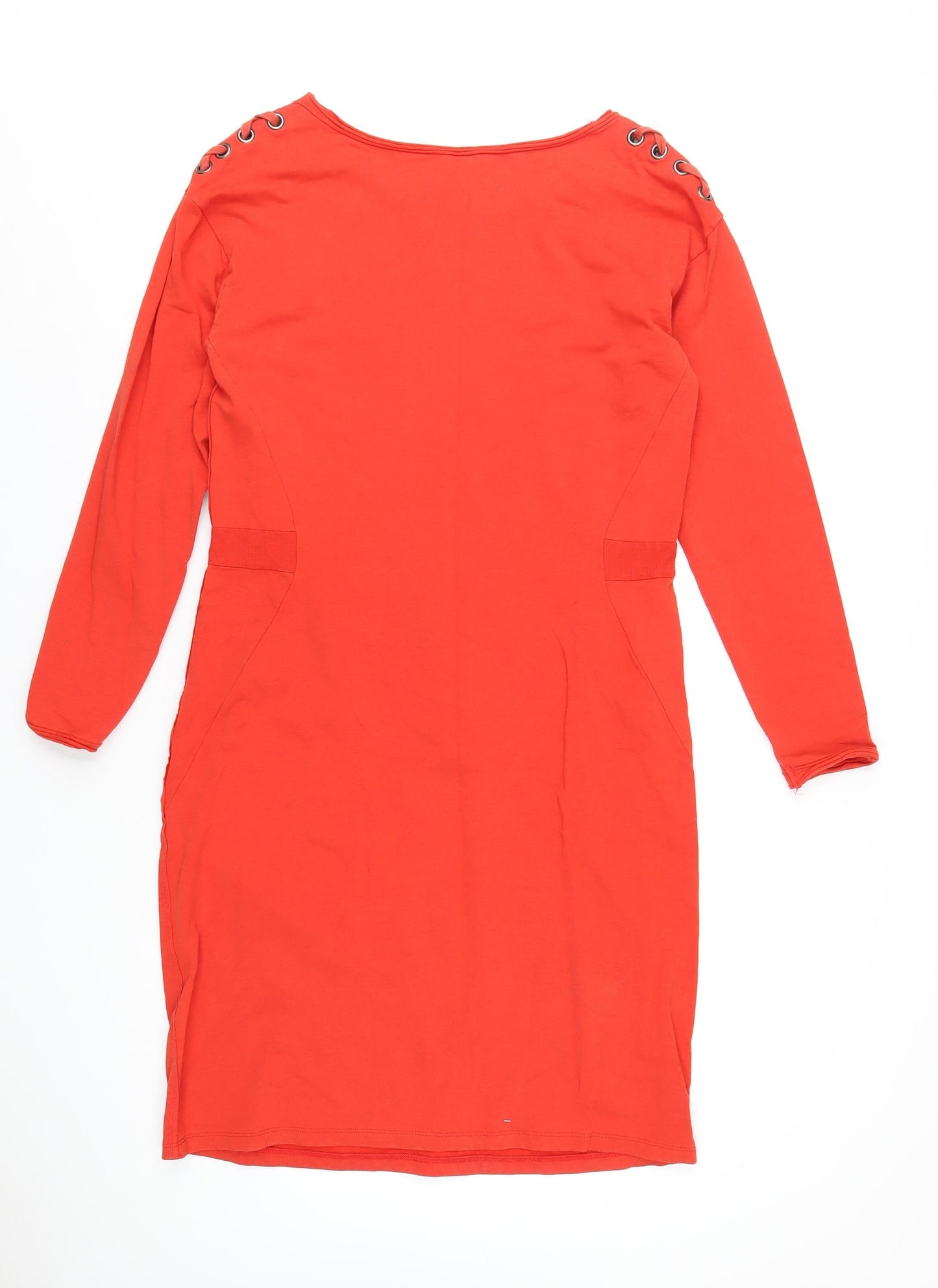 Sandwich Womens Orange Cotton A-Line Size L Boat Neck Pullover