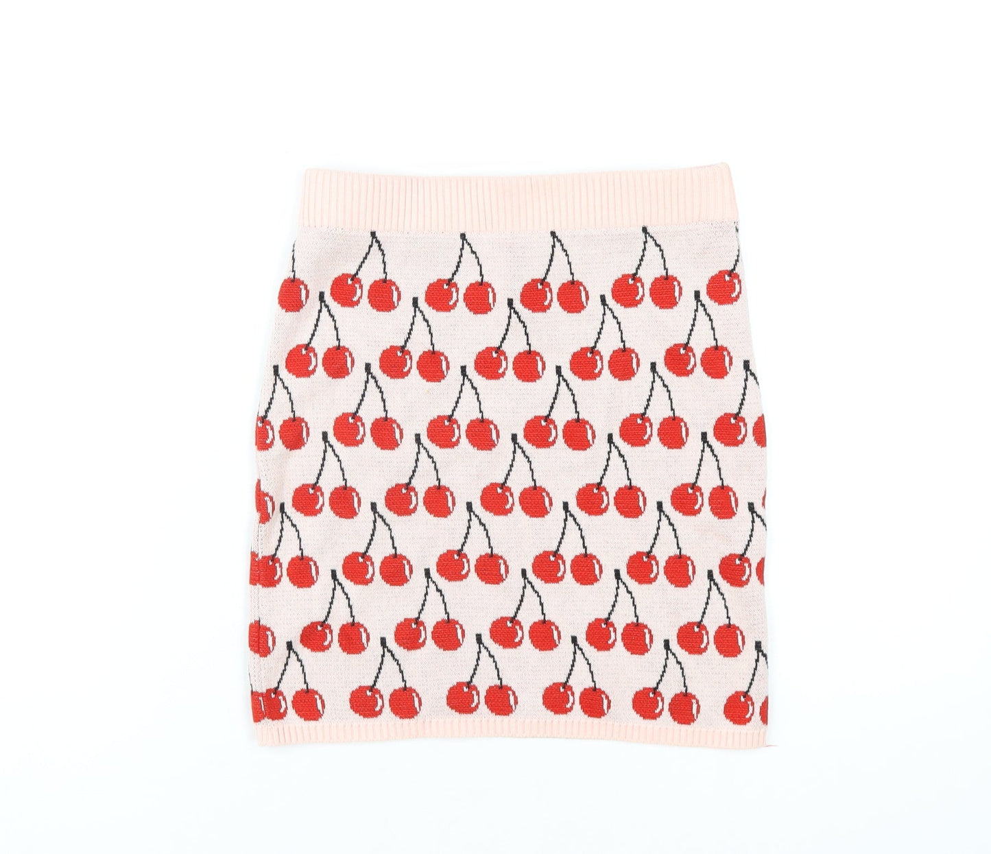 United Colors of Benetton Girls Pink Geometric Cotton Mini Skirt Size 10-11 Years Regular Pull On