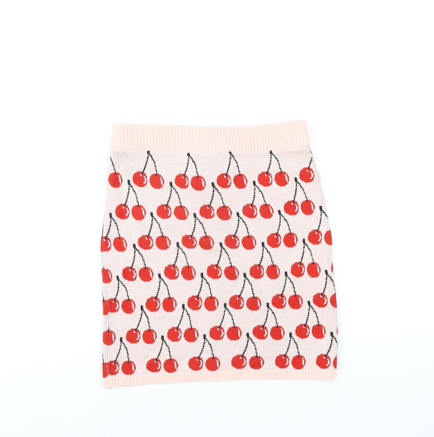 United Colors of Benetton Girls Pink Geometric Cotton Mini Skirt Size 10-11 Years Regular Pull On