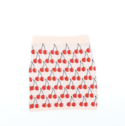 United Colors of Benetton Girls Pink Geometric Cotton Mini Skirt Size 10-11 Years Regular Pull On
