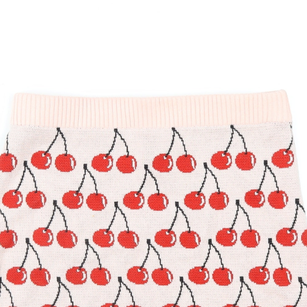 United Colors of Benetton Girls Pink Geometric Cotton Mini Skirt Size 10-11 Years Regular Pull On