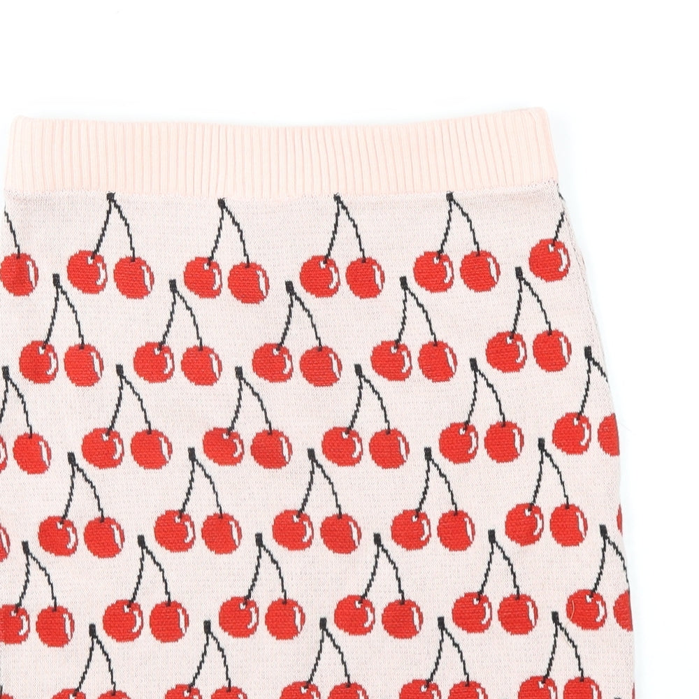 United Colors of Benetton Girls Pink Geometric Cotton Mini Skirt Size 10-11 Years Regular Pull On
