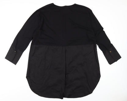 Studio Womens Black Cotton A-Line One Size Round Neck Pullover
