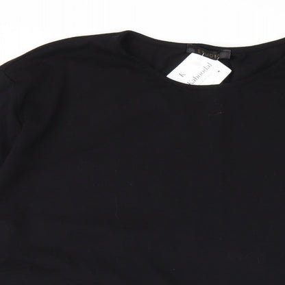 Studio Womens Black Cotton A-Line One Size Round Neck Pullover