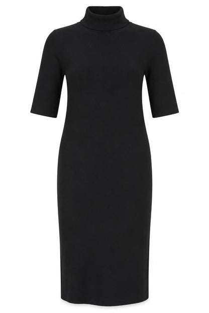 Oodji Womens Black Polyester Bodycon Size XL Roll Neck Pullover