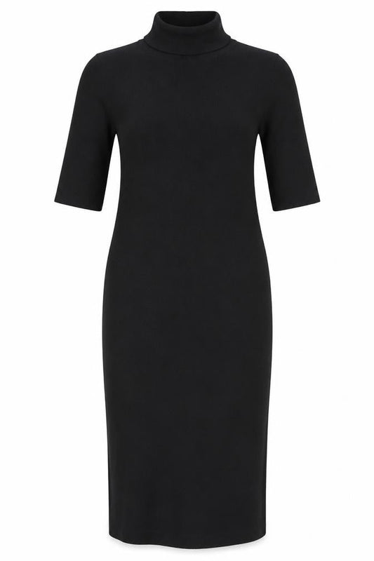 Oodji Womens Black Polyester Bodycon Size XL Roll Neck Pullover