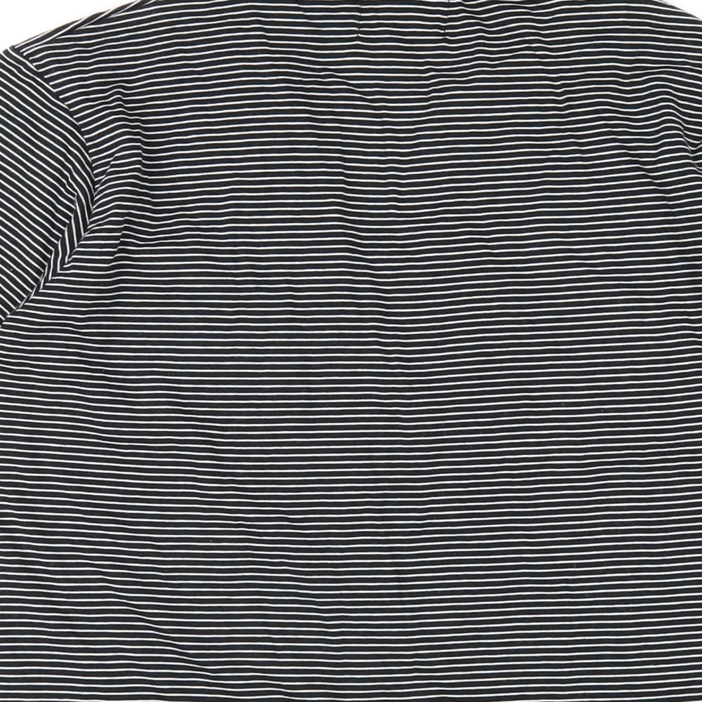 Peter Werth Mens Black Striped Cotton T-Shirt Size M Collared