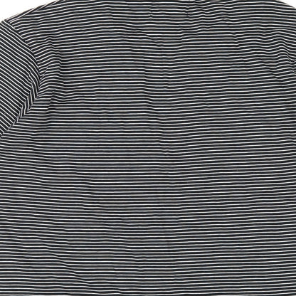 Peter Werth Mens Black Striped Cotton T-Shirt Size M Collared