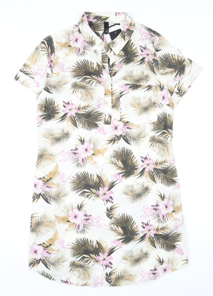 KUT from the Kloth Womens Multicoloured Floral Lyocell Shirt Dress Size M Collared Pullover