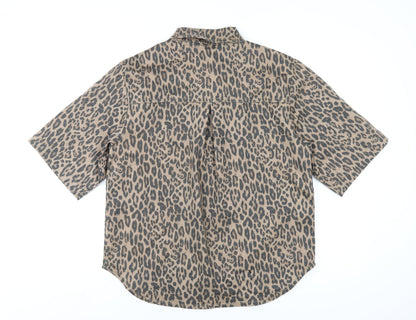 Womens UK Size S Object Brown Basic Button-Up