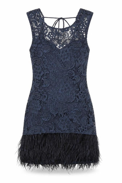 Lipsy Womens Blue Polyester A-Line Size 8 Scoop Neck Zip
