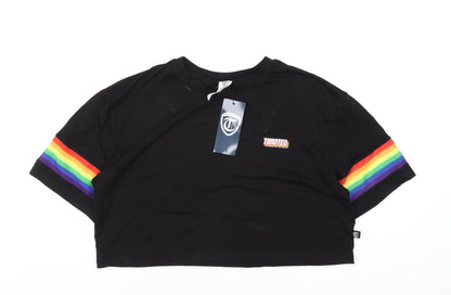 Timoteo Womens Black Modal Cropped T-Shirt Size S Round Neck