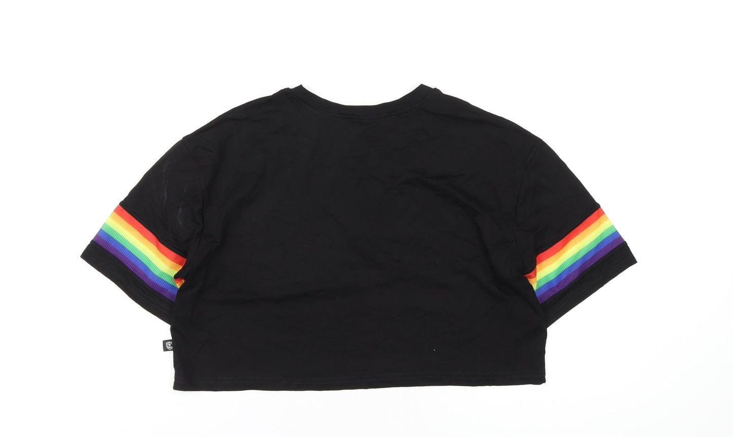 Timoteo Womens Black Modal Cropped T-Shirt Size S Round Neck