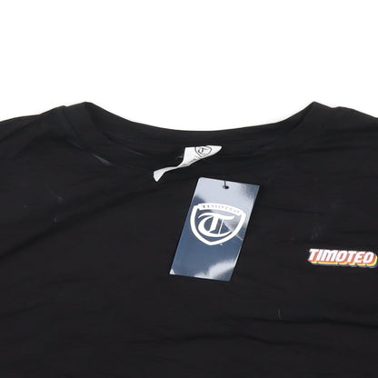 Timoteo Womens Black Modal Cropped T-Shirt Size S Round Neck
