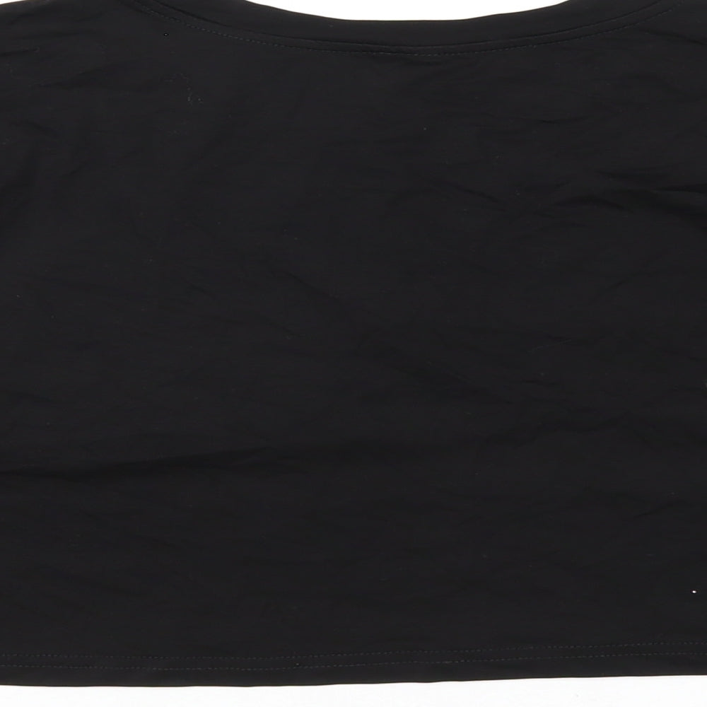 Timoteo Womens Black Modal Cropped T-Shirt Size S Round Neck