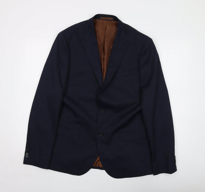 Mens UK Size 42 River Island Regular Blue Suit Jacket