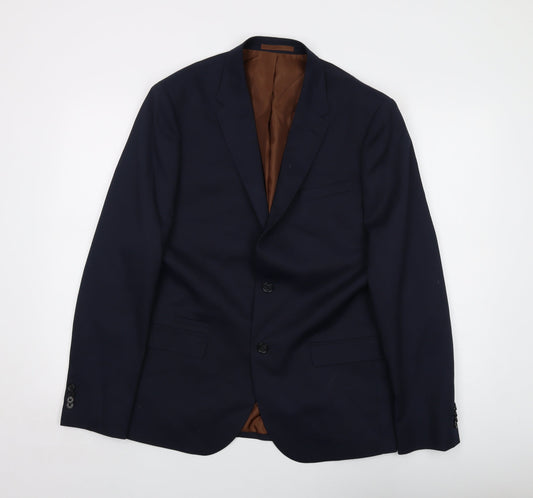 Mens UK Size 42 River Island Regular Blue Suit Jacket