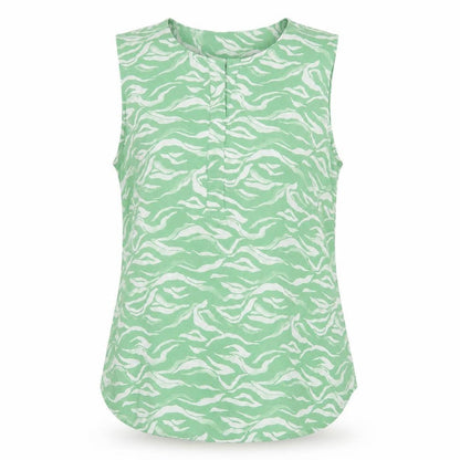 Tom Tailor Womens Green Animal Print Viscose Basic Tank Size 10 V-Neck