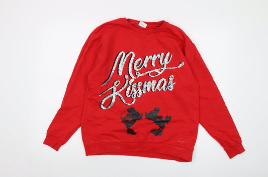 Womens UK Size 12 Disney Red Pullover Sweatshirt