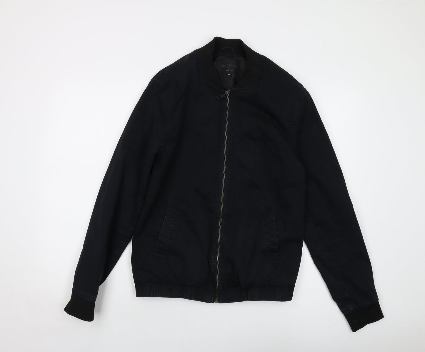 Mens UK Size M River Island Black Bomber Jacket