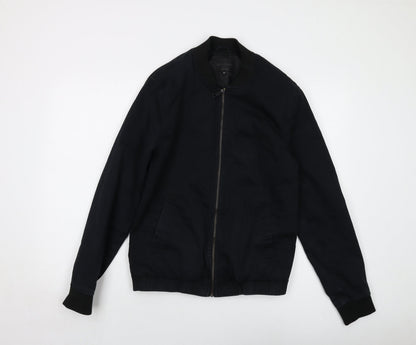 Mens UK Size M River Island Black Bomber Jacket