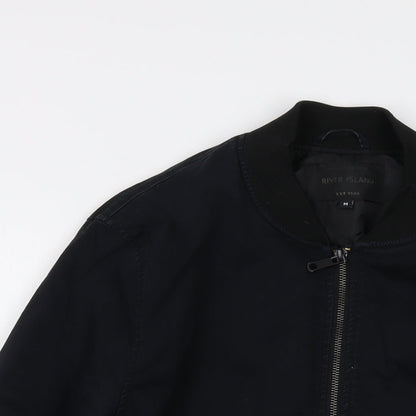 Mens UK Size M River Island Black Bomber Jacket