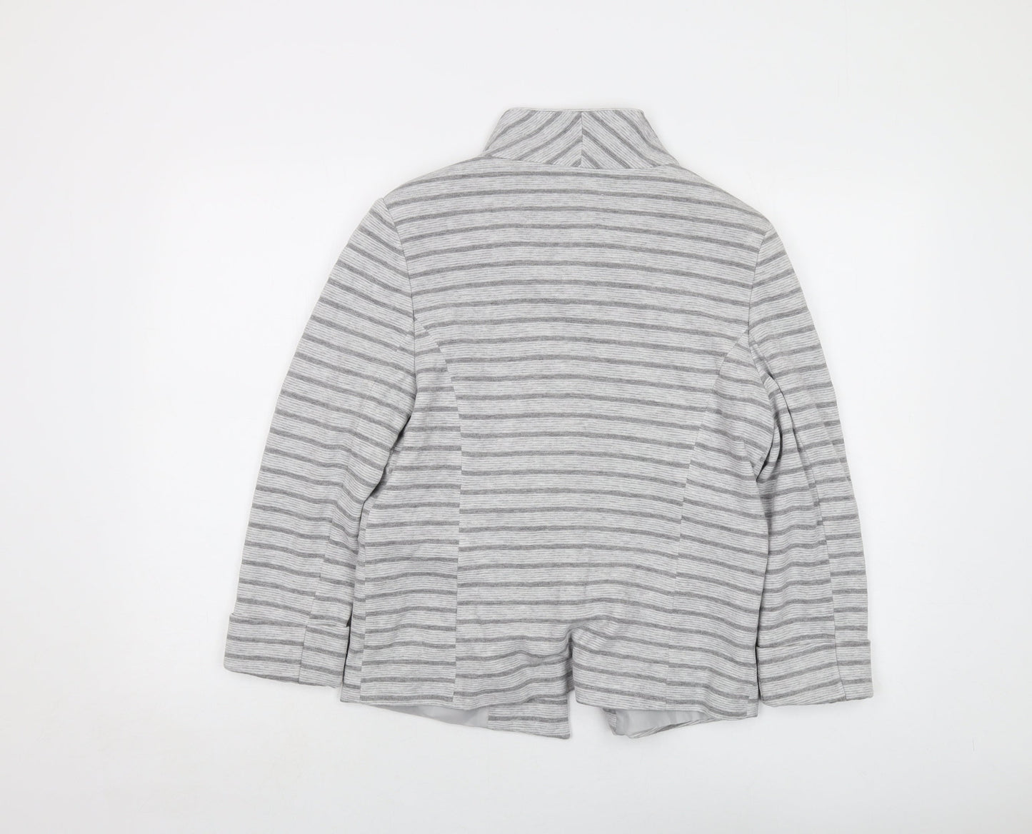 Principles Womens Grey Striped Jacket Size 14 Hook & Eye
