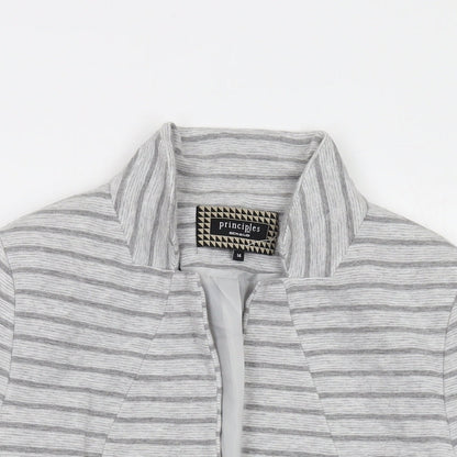 Principles Womens Grey Striped Jacket Size 14 Hook & Eye