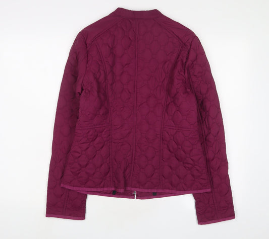 Olsen Womens Purple Quilted Jacket Size 12 Zip