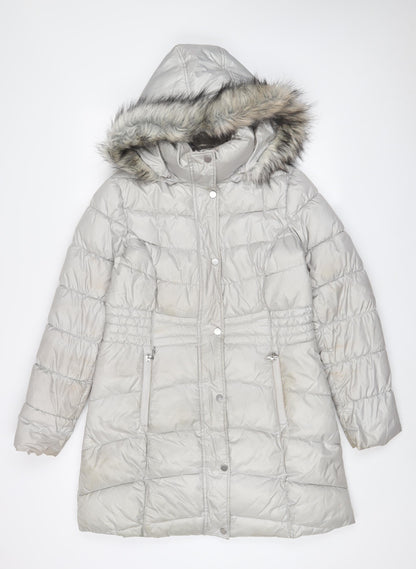 Womens UK Size M Gallery Grey Quilted Coat