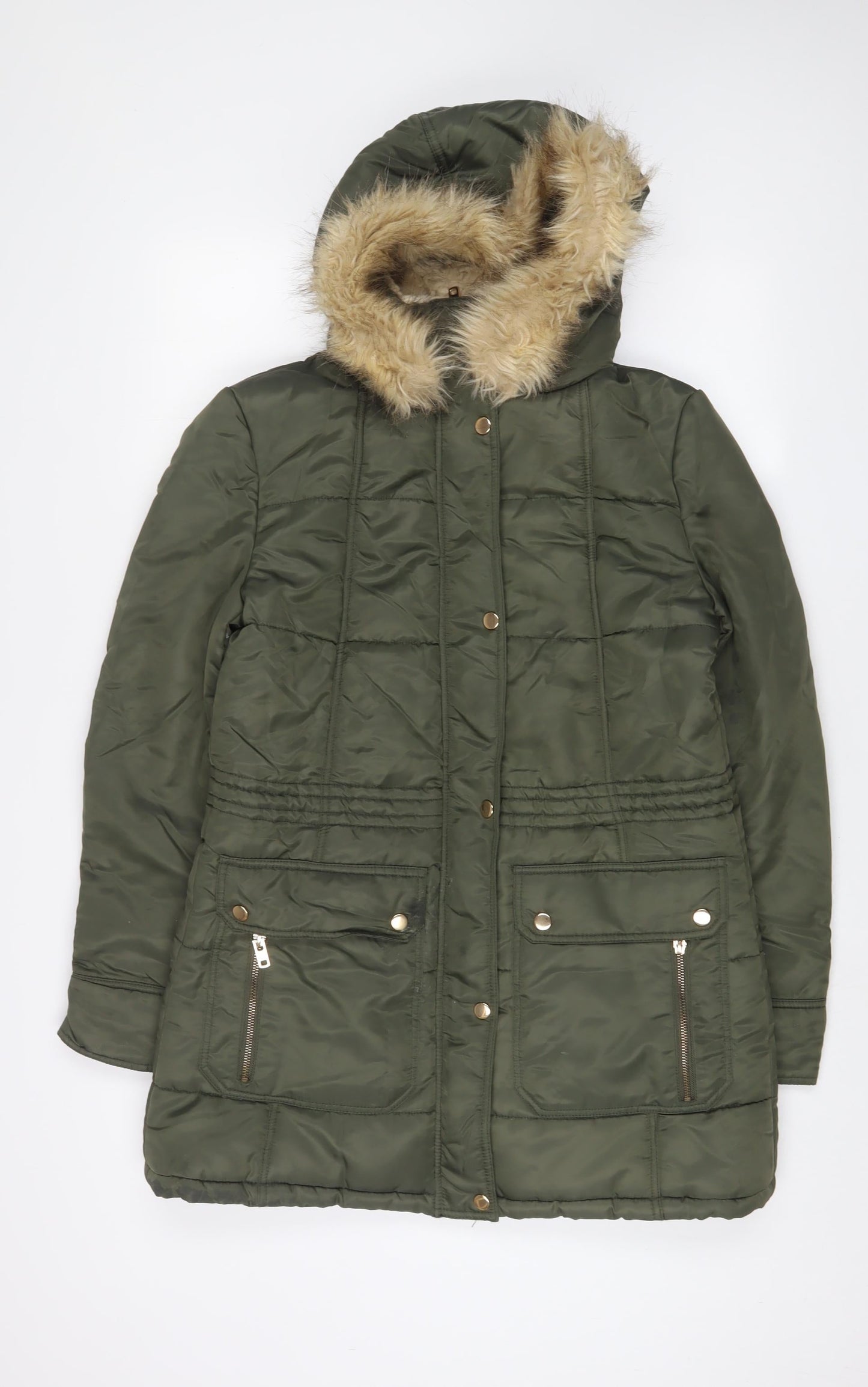 Womens UK Size 10 Threadbare Green Parka Coat