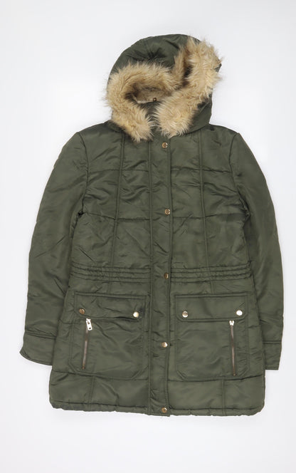 Womens UK Size 10 Threadbare Green Parka Coat