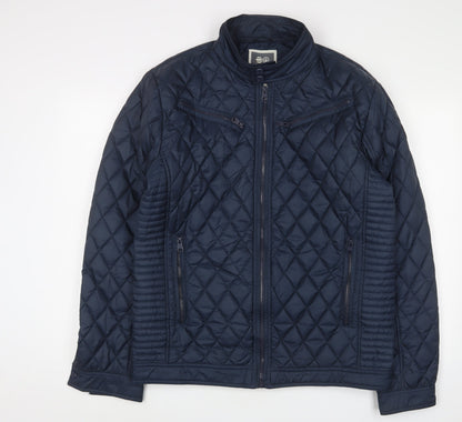 Mens UK Size L Crosshatch Blue Quilted Coat