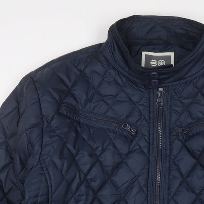 Mens UK Size L Crosshatch Blue Quilted Coat