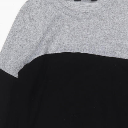 LTS Womens Grey Striped Polyester A-Line Size 10 Crew Neck Pullover